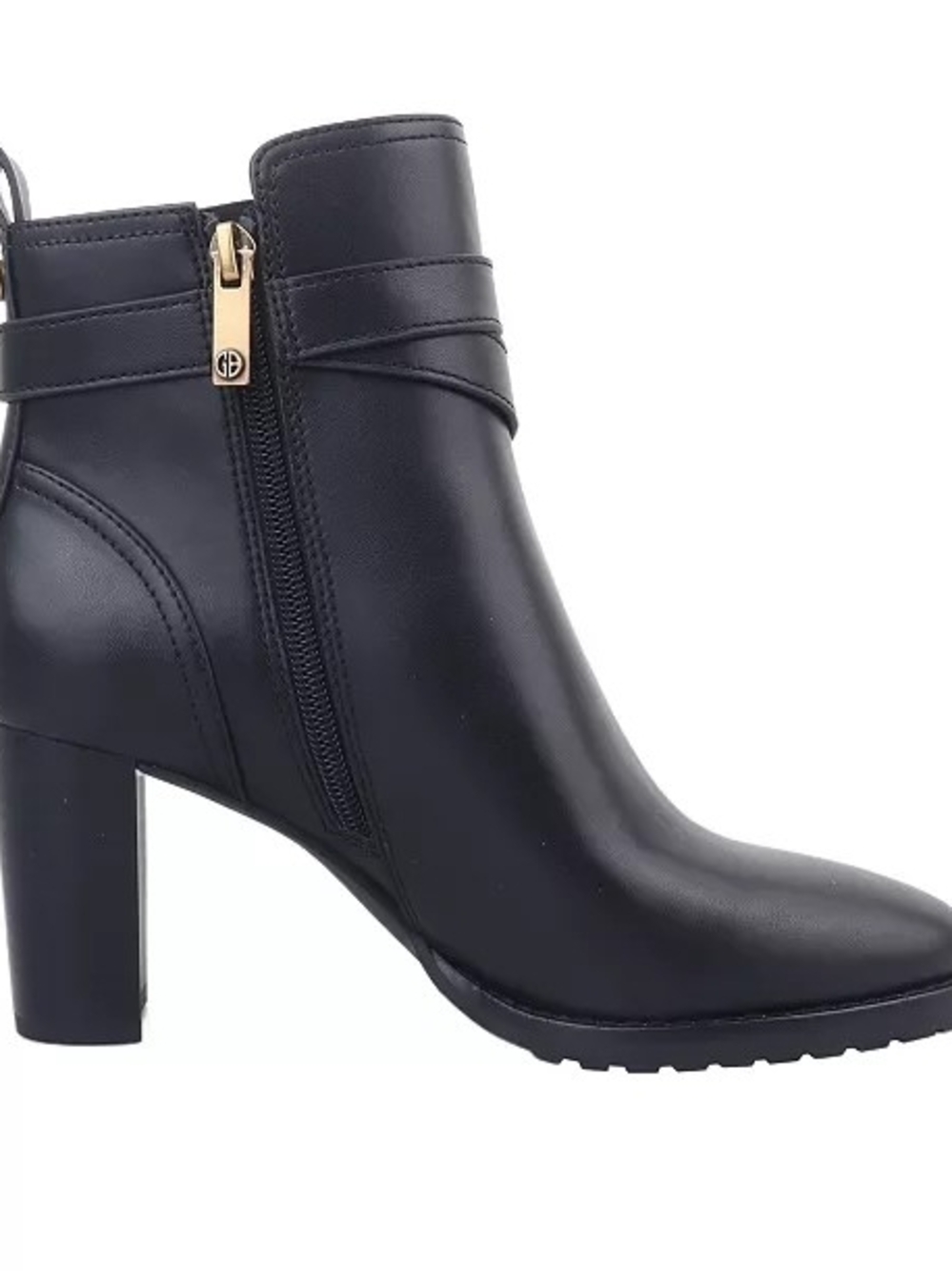 Giani Bernini Black Leather Ankle Boot with Gold Buckle - Picture 2 of 13